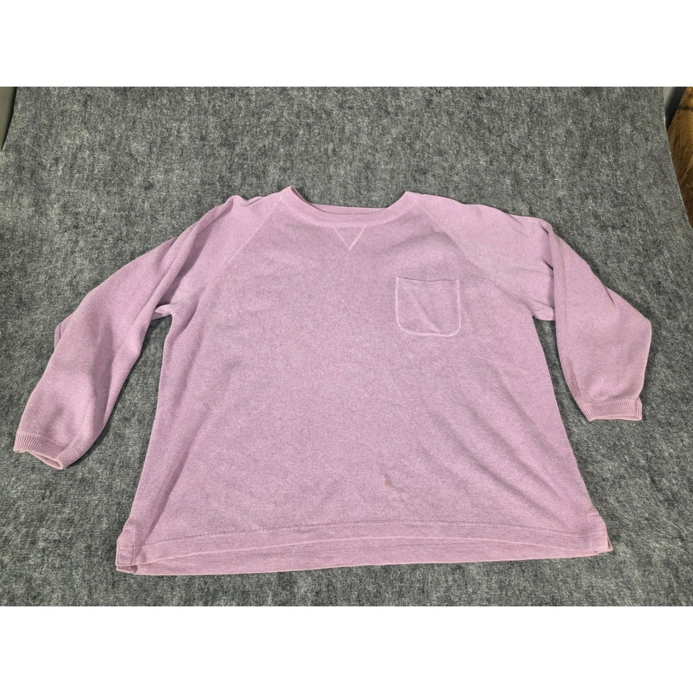 Vintage Eddie Bauer Cotton Knit Sweatshirt Sweater XL Purple Made in Japan 80s